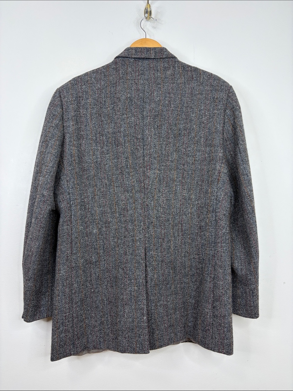 Vintage Harris Tweed Sport Coat Mens 46T Grey Orange Red Stripe Wool Blazer - Picture 3 of 15